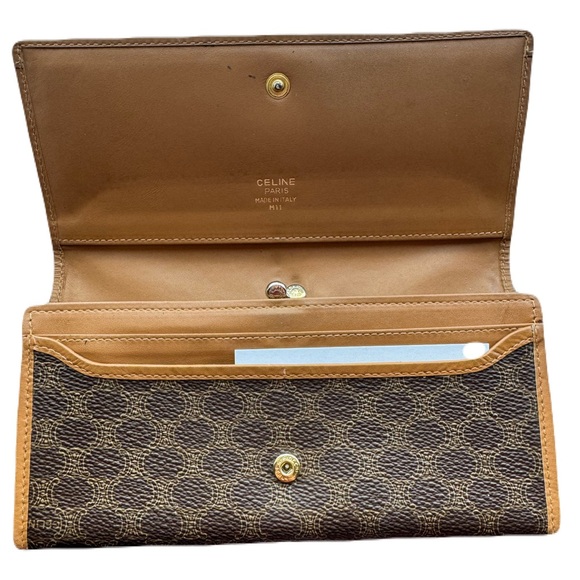 Celine Monogram Leather Long Wallet PVC W/ Kiss Lock And Gold Accents - Picture 8 of 16